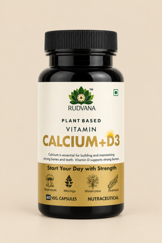 RUDVANA Plant Based Calcium + D3 – 60 Vegetarian Capsules